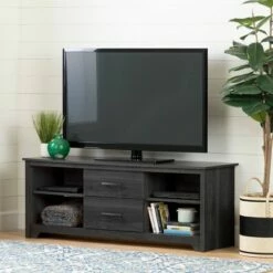 Fusion 2 Drawers TV Stand for TVs up to 60" Gray Oak - South Shore