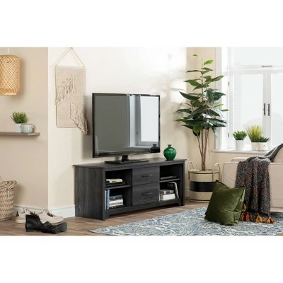 Fusion 2 Drawers TV Stand for TVs up to 60" Gray Oak - South Shore 4 Fusion 2 Drawers TV Stand for TVs up to 60" Gray Oak - South Shore - Image 2