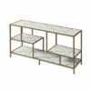 Marmo Faux Marble Top TV Stand for TVs up to 60" Brass - Teamson Home