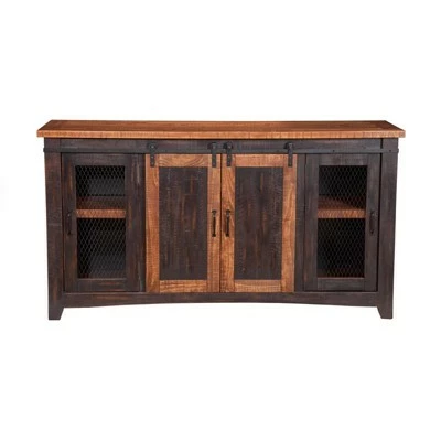 Santa Fe 65" Solid Wood TV Stand Antique Black and Honey - Martin Svensson Home 3 Santa Fe 65" Solid Wood TV Stand Antique Black and Honey - Martin Svensson Home