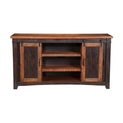 Santa Fe 65" Solid Wood TV Stand Antique Black and Honey - Martin Svensson Home 4 Santa Fe 65" Solid Wood TV Stand Antique Black and Honey - Martin Svensson Home - Image 2