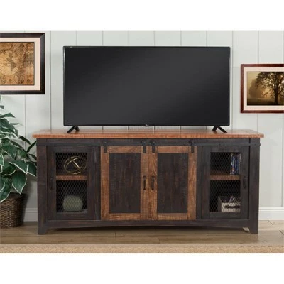 Santa Fe 65" Solid Wood TV Stand Antique Black and Honey - Martin Svensson Home 5 Santa Fe 65" Solid Wood TV Stand Antique Black and Honey - Martin Svensson Home - Image 3