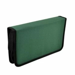 PiccoCasa Zipper Closure Portable Disc CD DVD Storage Organizer Nylon Media Storage Racks 11.2"x6"x2" Black Green 1 Pc
