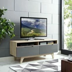 Origin TV Stand for TVs up to 47" - Modway Natural Gray