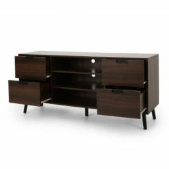 Doerun Mid-Century Modern Storage TV Stand for TVs up to 48" Dark - Christopher Knight Home Dark Gray/black -Cheap TV Stands Store unnamed file 8796