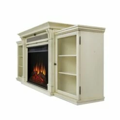 Real Flame Tracey Grand Electric Fireplace Entertainment Center Distressed White
