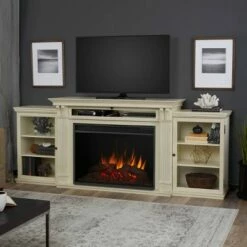 Real Flame Tracey Grand Electric Fireplace Entertainment Center Distressed White -Cheap TV Stands Store unnamed file 885