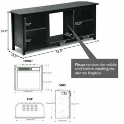 Costway 58'' 2-Tier Fireplace TV Stand W/18" Electric Fireplace Up to 65''