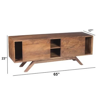 Wooden TV Stand for TVs up to 60" with Wide Storage Brown - The Urban Port 10 Wooden TV Stand for TVs up to 60" with Wide Storage Brown - The Urban Port - Image 8