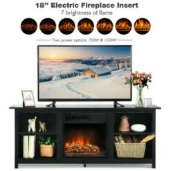 Costway 58'' 2-Tier Fireplace TV Stand W/18" Electric Fireplace Up to 65'' -Cheap TV Stands Store unnamed file 893