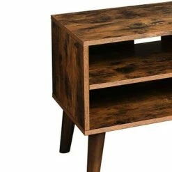 Wooden 2 Open Compartment and 1 Door Cabinet TV Stand for TVs up to 42" Brown - Benzara