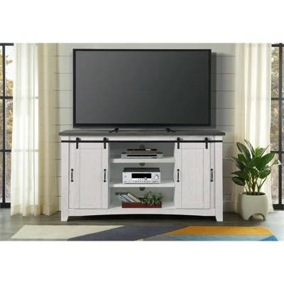 Hampton Solid Wood TV Stand White Stain with Grey Stain Top - Martin Svensson Home 5 Hampton Solid Wood TV Stand White Stain with Grey Stain Top - Martin Svensson Home - Image 3