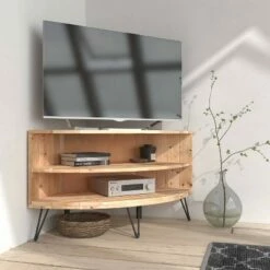 Altona Corner TV Stand for TVs up to 43" Natural/Black - Summerland Home