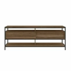 Wood and Metal TV Stand for TVs up to 58" Brown/Black - The Urban Port