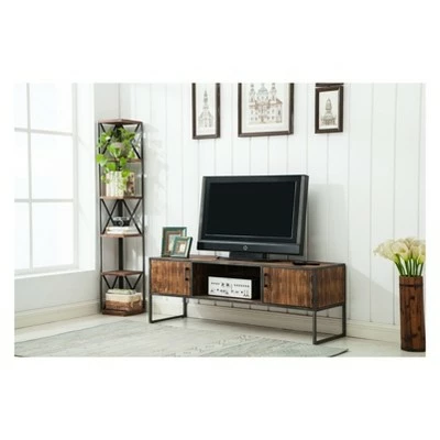 Crawford & Burke Wood and Metal TV Stand for TVs up to 60" Brown - Crawford & Burke 15 Crawford & Burke Wood and Metal TV Stand for TVs up to 60" Brown - Crawford & Burke - Image 13