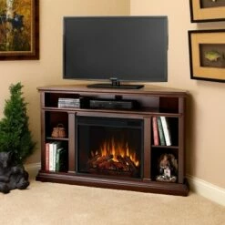 Real Flame Churchill Corner Electric TV Fireplace Dark Espresso