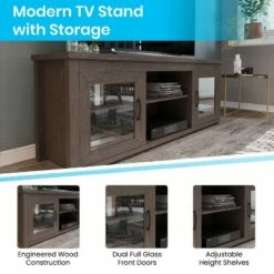 Emma and Oliver TV Stand for up to 80" TV's - 65" Media Console with Classic Full Glass Doors & 3 Adjustable Shelves -Cheap TV Stands Store unnamed file 9216