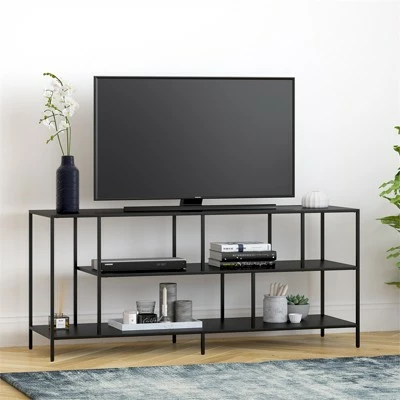 Henn& Hart Three-Shelf TV Stand in Black - Henn&Hart 3 Henn& Hart Three-Shelf TV Stand in Black - Henn&Hart