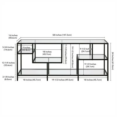 Henn& Hart Black Bronze TV Stand with Glass Shelves - Henn&Hart 6 Henn& Hart Black Bronze TV Stand with Glass Shelves - Henn&Hart - Image 4