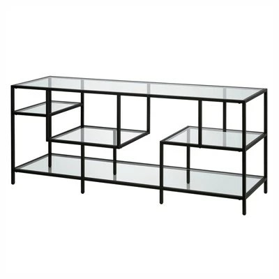 Henn& Hart Black Bronze TV Stand with Glass Shelves - Henn&Hart 8 Henn& Hart Black Bronze TV Stand with Glass Shelves - Henn&Hart - Image 6