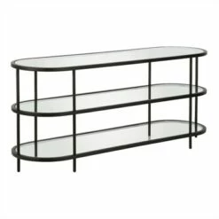 Henn& Hart Black Bronze Oval TV Stand - Henn&Hart
