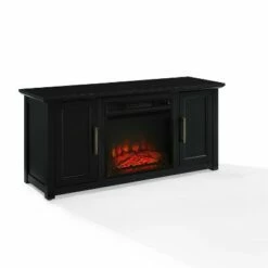 Camden Low Profile Fireplace TV Stand for TVs up to 50" - Crosley Black