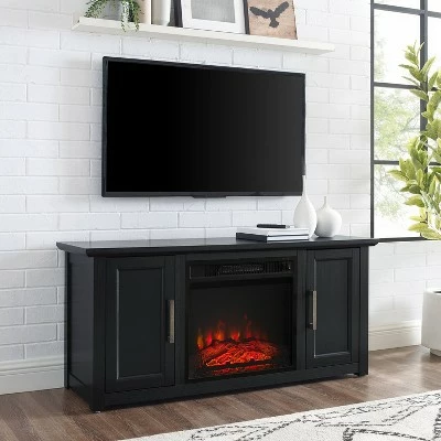 Camden Low Profile Fireplace TV Stand for TVs up to 50" - Crosley Black 9 Camden Low Profile Fireplace TV Stand for TVs up to 50" - Crosley Black - Image 7