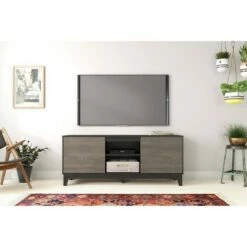Rhapsody 2 Door TV Stand for TVs up to 70" - Nexera Black/nutmeg