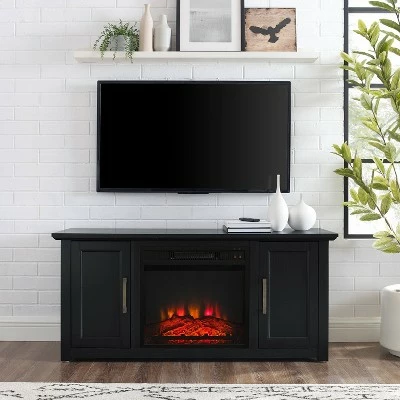 Camden Low Profile Fireplace TV Stand for TVs up to 50" - Crosley Black 10 Camden Low Profile Fireplace TV Stand for TVs up to 50" - Crosley Black - Image 8