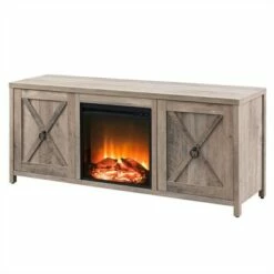 Henn& Hart Gray Oak TV Stand with Log Fireplace Insert - Henn&Hart -Cheap TV Stands Store unnamed file 9454