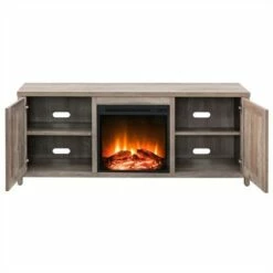 Henn& Hart Gray Oak TV Stand with Log Fireplace Insert - Henn&Hart -Cheap TV Stands Store unnamed file 9455