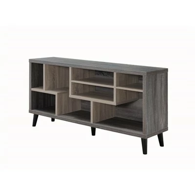 Nahmene Wood TV Stand in Distressed Gray and Taupe - Furniture of America 4 Nahmene Wood TV Stand in Distressed Gray and Taupe - Furniture of America - Image 2