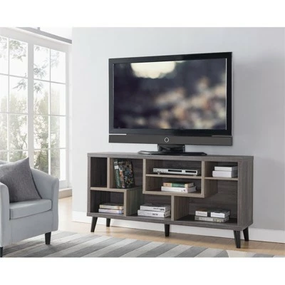 Nahmene Wood TV Stand in Distressed Gray and Taupe - Furniture of America 5 Nahmene Wood TV Stand in Distressed Gray and Taupe - Furniture of America - Image 3