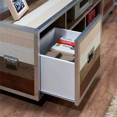 Micah 70" Metal Framed TV Stand in Multi Color - Furniture of America 4 Micah 70" Metal Framed TV Stand in Multi Color - Furniture of America - Image 2