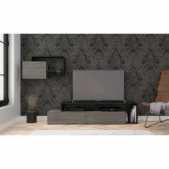 Damask TV Stand for TVs up to 80" Bark Gray/Black - Nexera -Cheap TV Stands Store unnamed file 9515