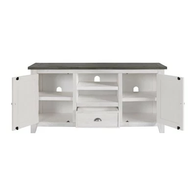 Monterey Solid Wood TV Stand in White with Gray Top - Martin Svensson Home 6 Monterey Solid Wood TV Stand in White with Gray Top - Martin Svensson Home - Image 4