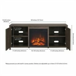 Henn& Hart 58 in. Alder Brown TV Stand with Log Fireplace Insert - Henn&Hart -Cheap TV Stands Store unnamed file 9540