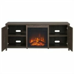 Henn& Hart 58 in. Alder Brown TV Stand with Log Fireplace Insert - Henn&Hart -Cheap TV Stands Store unnamed file 9543