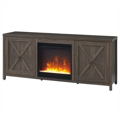 Henn& Hart 58 in. Alder Brown TV Stand with Crystal Fireplace Insert - Henn&Hart 8 Henn& Hart 58 in. Alder Brown TV Stand with Crystal Fireplace Insert - Henn&Hart - Image 6