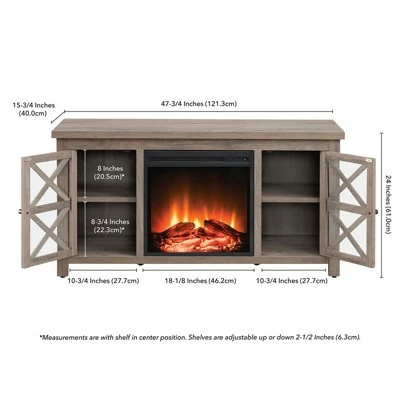 Henn& Hart Gray Oak TV Stand with Log Fireplace Insert - Henn&Hart 6 Henn& Hart Gray Oak TV Stand with Log Fireplace Insert - Henn&Hart - Image 4