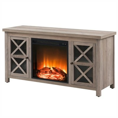 Henn& Hart Gray Oak TV Stand with Log Fireplace Insert - Henn&Hart 8 Henn& Hart Gray Oak TV Stand with Log Fireplace Insert - Henn&Hart - Image 6