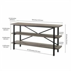 Henn& Hart Triple Shelf Metal X-Accent TV stand with Gray Oak Wood Shelves - Henn&Hart -Cheap TV Stands Store unnamed file 9649