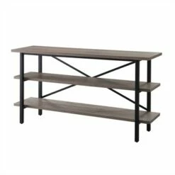 Henn& Hart Triple Shelf Metal X-Accent TV stand with Gray Oak Wood Shelves - Henn&Hart -Cheap TV Stands Store unnamed file 9651