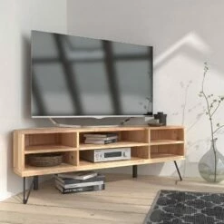 Tyrone Corner TV Stand for TVs up to 52" Natural/Black - Summerland Home