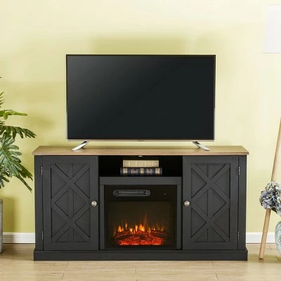 Electric Fireplace and TV Stand for TVs up to 60" Charcoal - Home Essentials 3 Electric Fireplace and TV Stand for TVs up to 60" Charcoal - Home Essentials