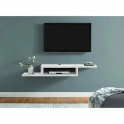 Asymmetrical Wall Mounted Console TV Stand for TVs up to 60" White - Martin Furniture