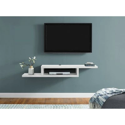 Asymmetrical Wall Mounted Console TV Stand for TVs up to 60" White - Martin Furniture 3 Asymmetrical Wall Mounted Console TV Stand for TVs up to 60" White - Martin Furniture