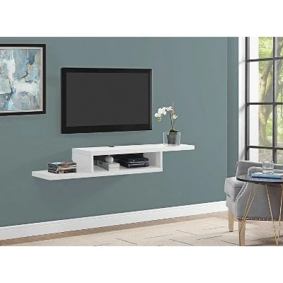 Asymmetrical Wall Mounted Console TV Stand for TVs up to 60" White - Martin Furniture 5 Asymmetrical Wall Mounted Console TV Stand for TVs up to 60" White - Martin Furniture - Image 3